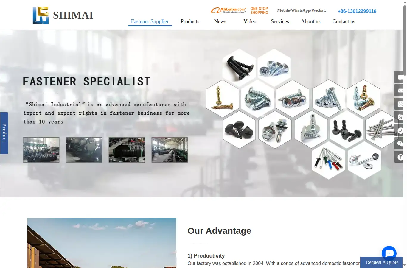 shimaifastener.com homepage screenshot