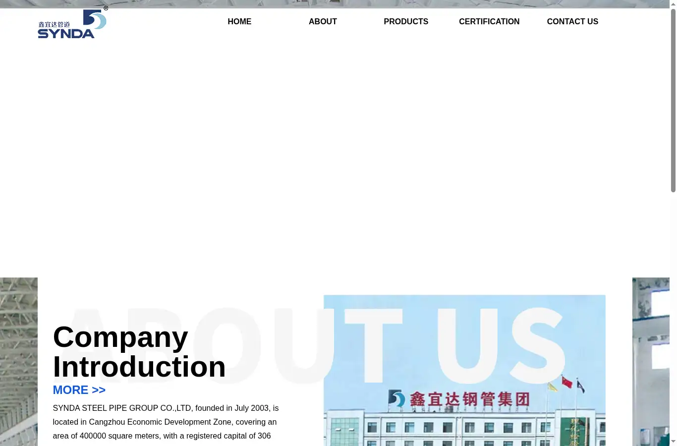 syndasteel.com homepage screenshot