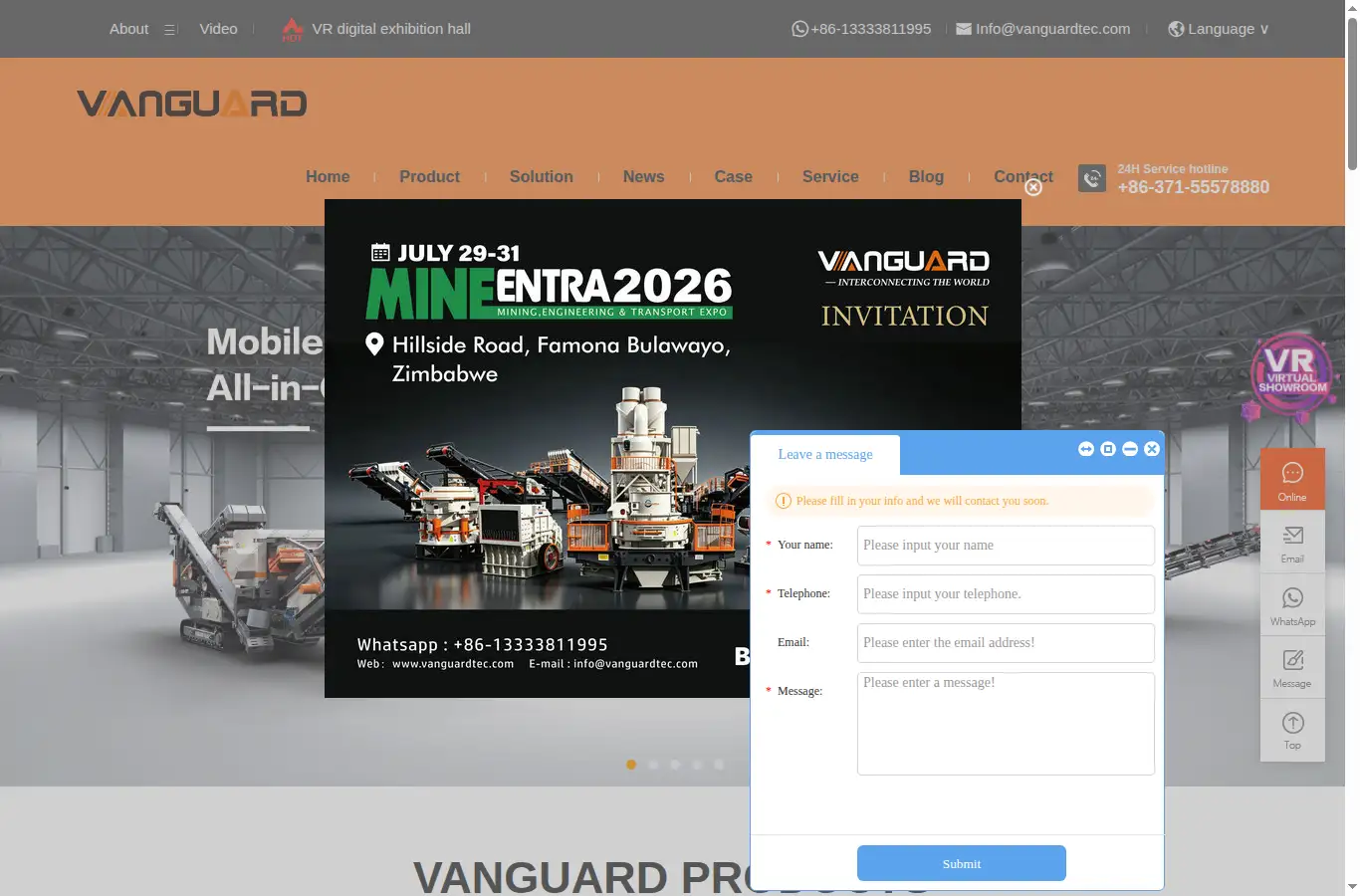 vanguardtec.com homepage screenshot