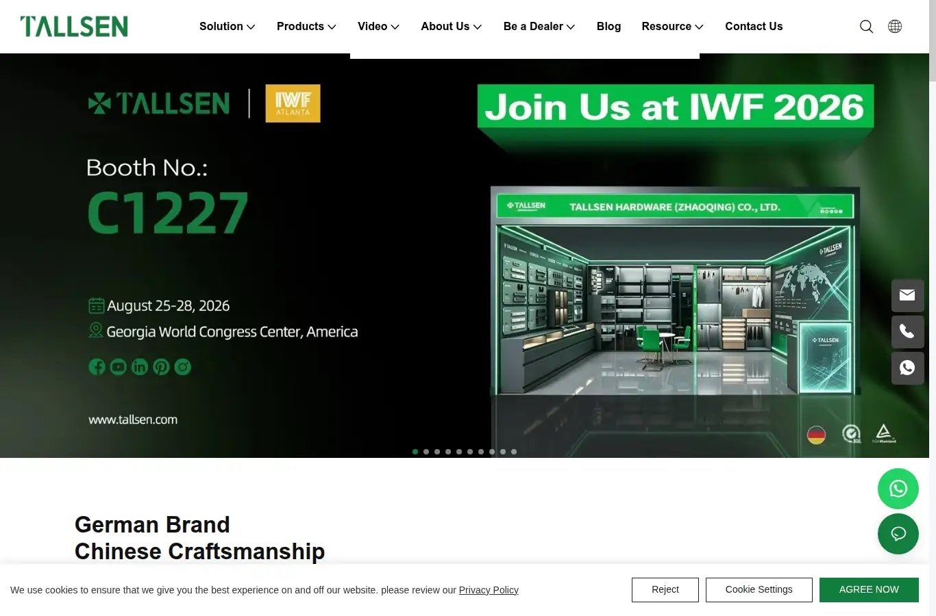 tallsen.com homepage screenshot