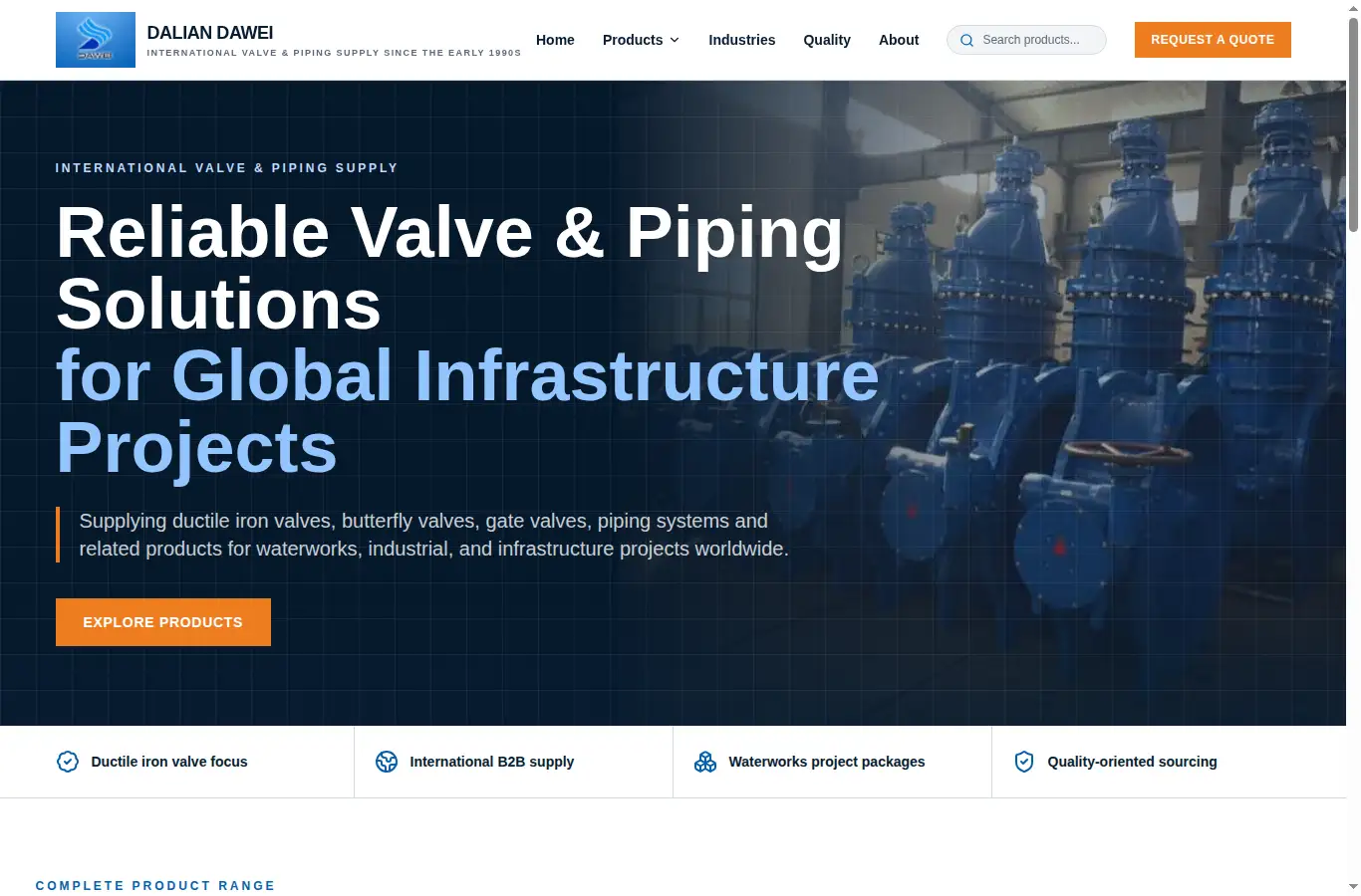 daweivalve.com homepage screenshot