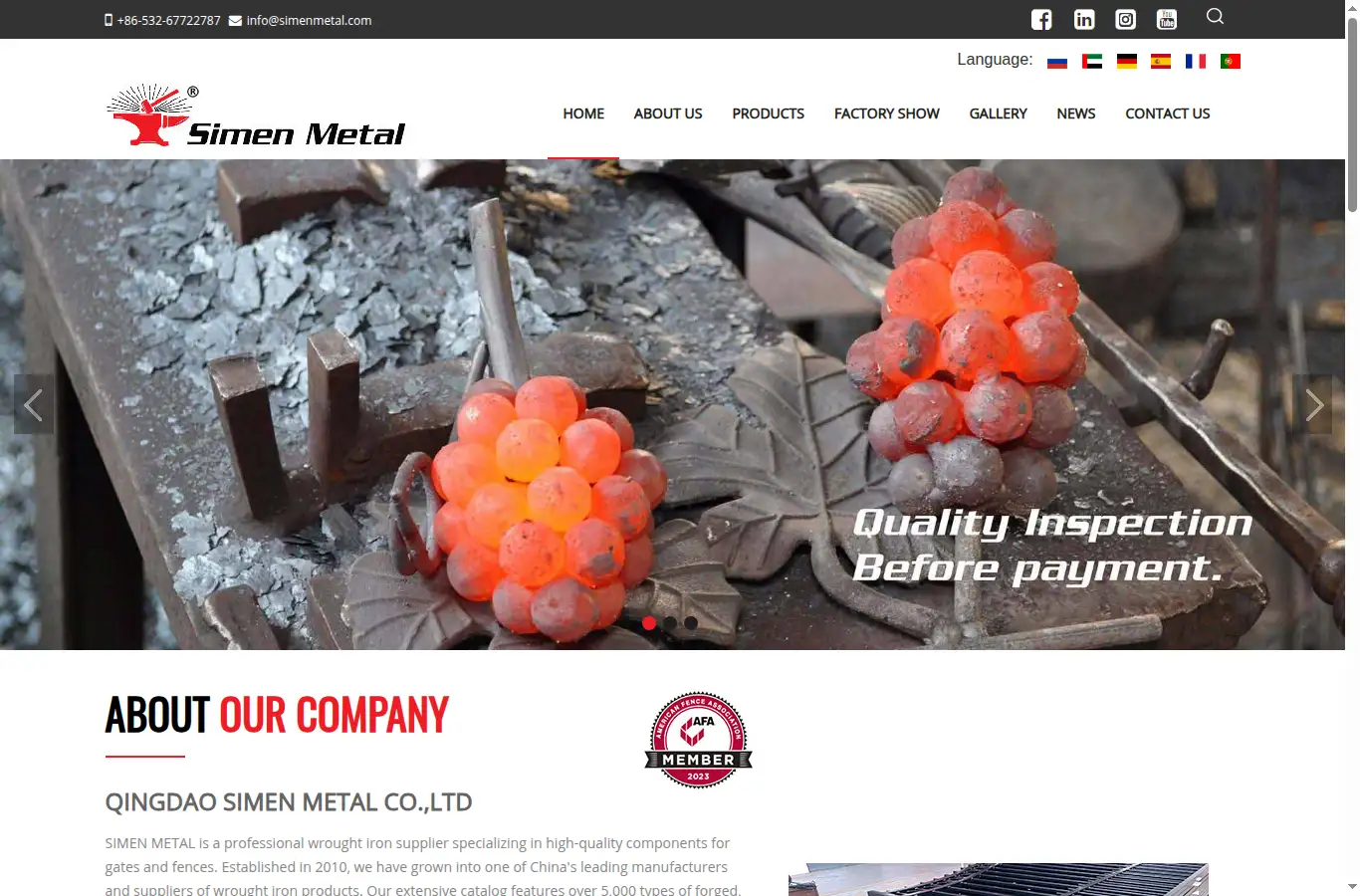 simenmetal.com homepage screenshot