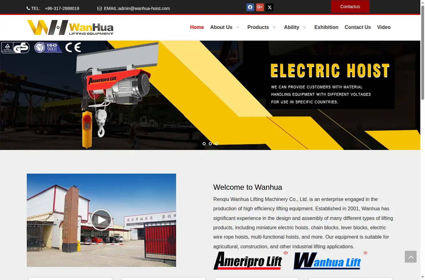 wh-hoist.com homepage screenshot