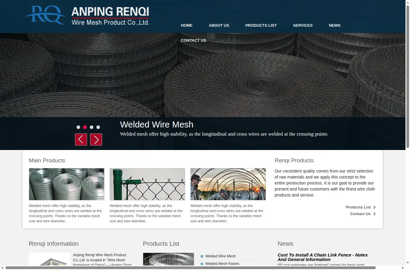 metalwirenetting.com homepage screenshot