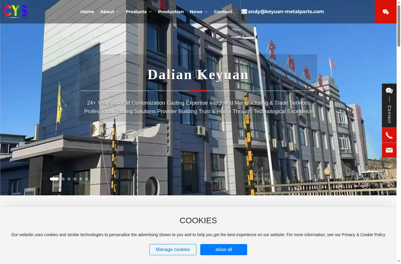 keyuan-metalparts.com homepage screenshot