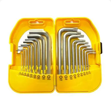 Standard short ball end hex and torx key wrench set spanner with new design plastic box