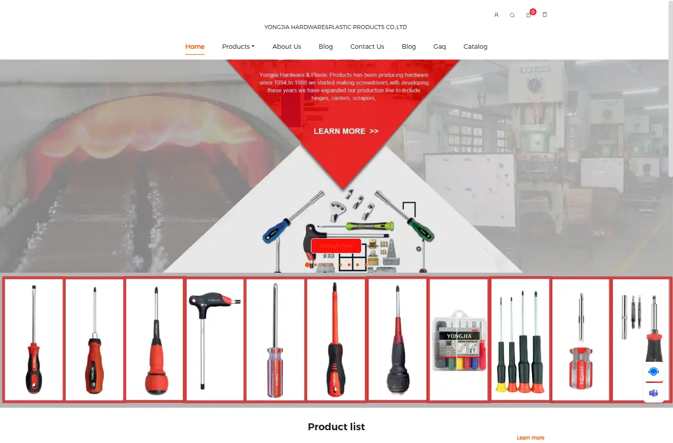 yongjiahardware.com homepage screenshot