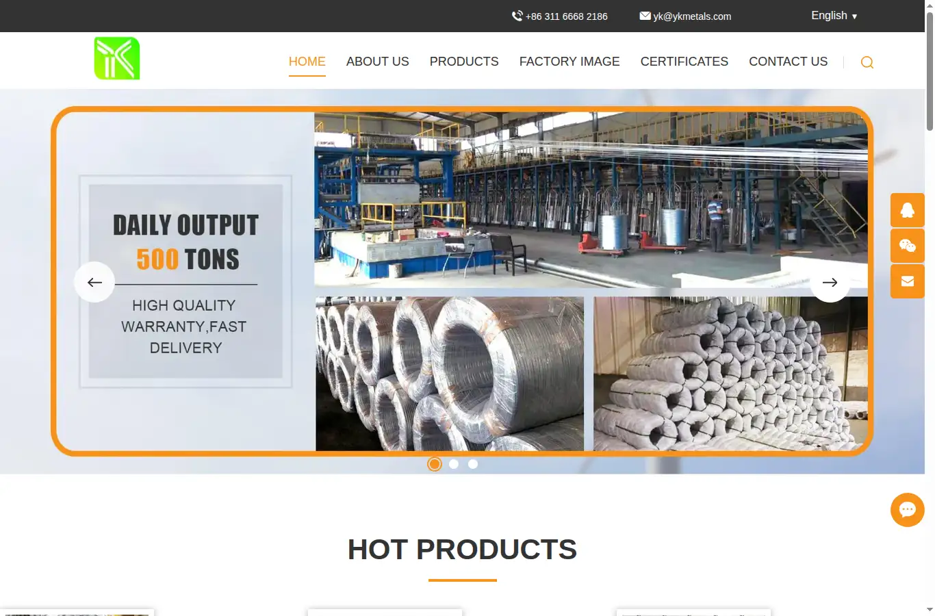 ykmetals.com homepage screenshot