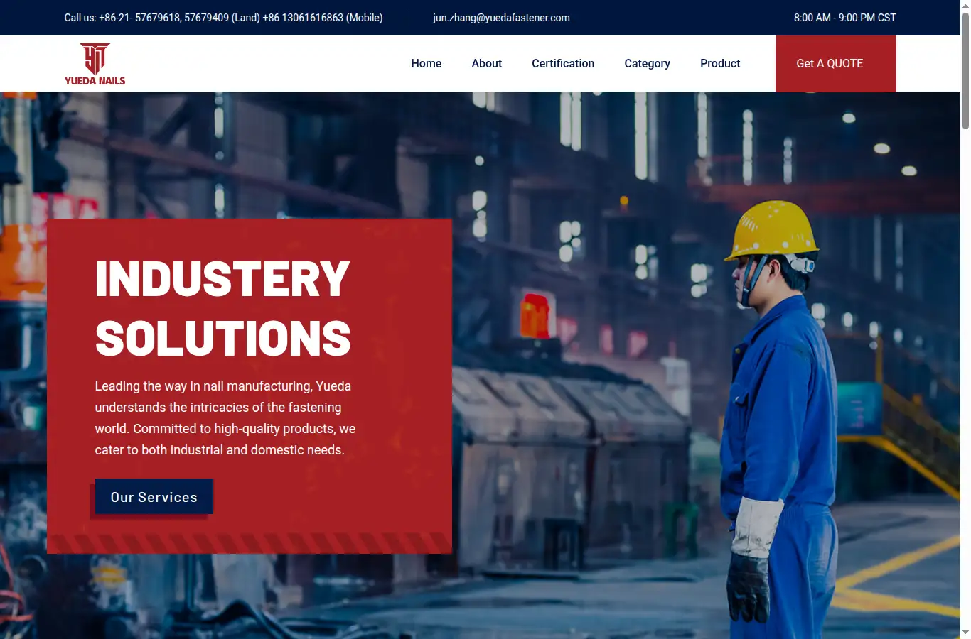 yuedafastener.com homepage screenshot