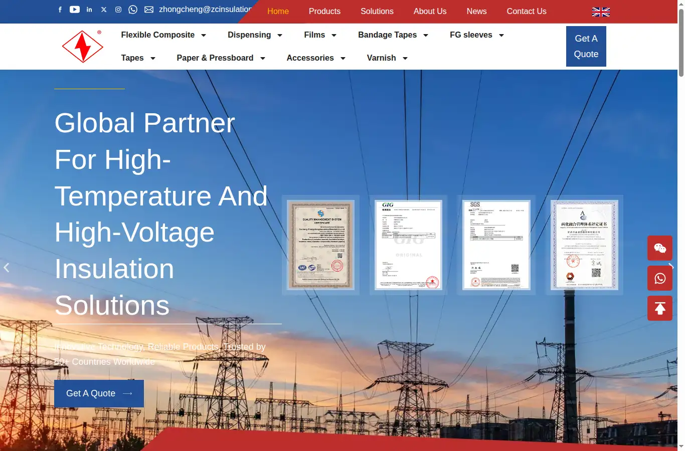 zcinsulation.com homepage screenshot