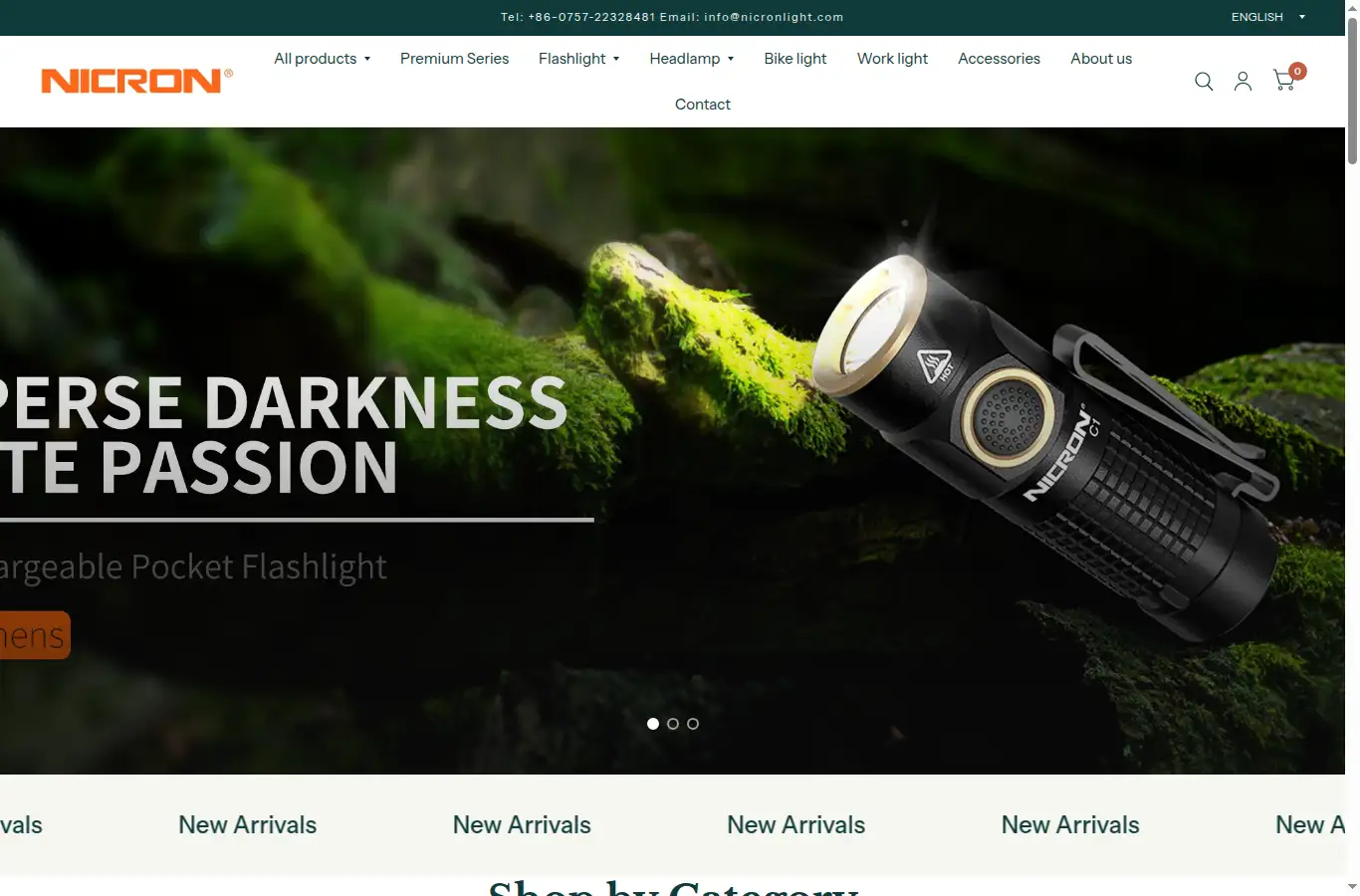 nicronlight.com homepage screenshot