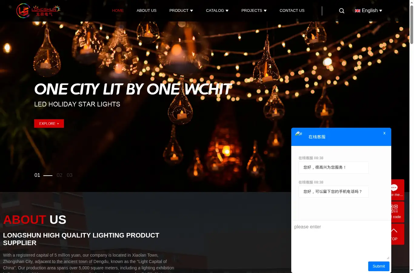 longshinelighting.com homepage screenshot