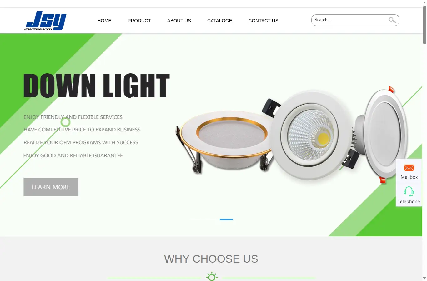 jinshanyulighting.com homepage screenshot