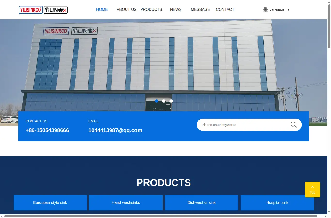 yilisinkco.com homepage screenshot