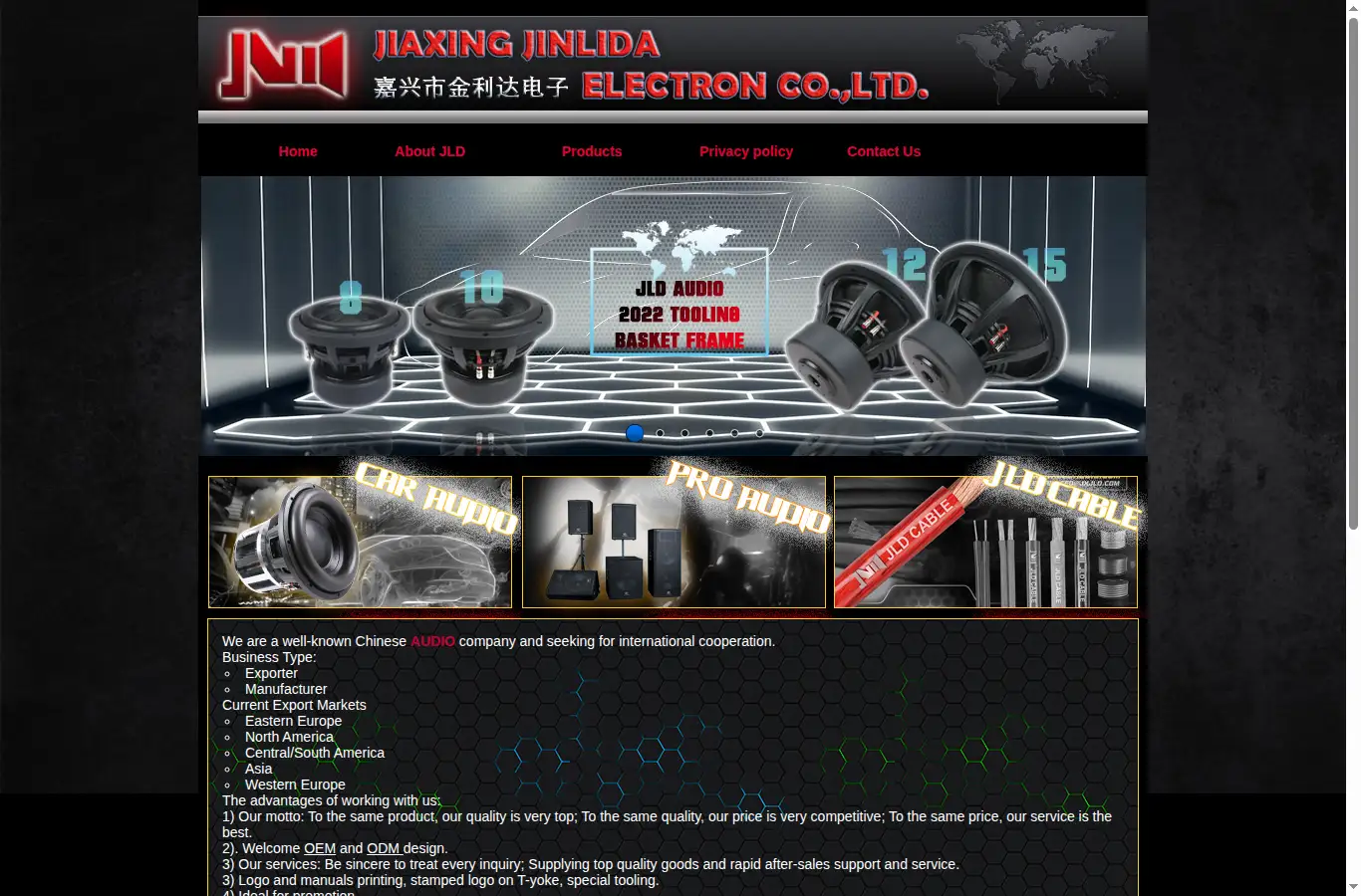 jldaudio.com homepage screenshot