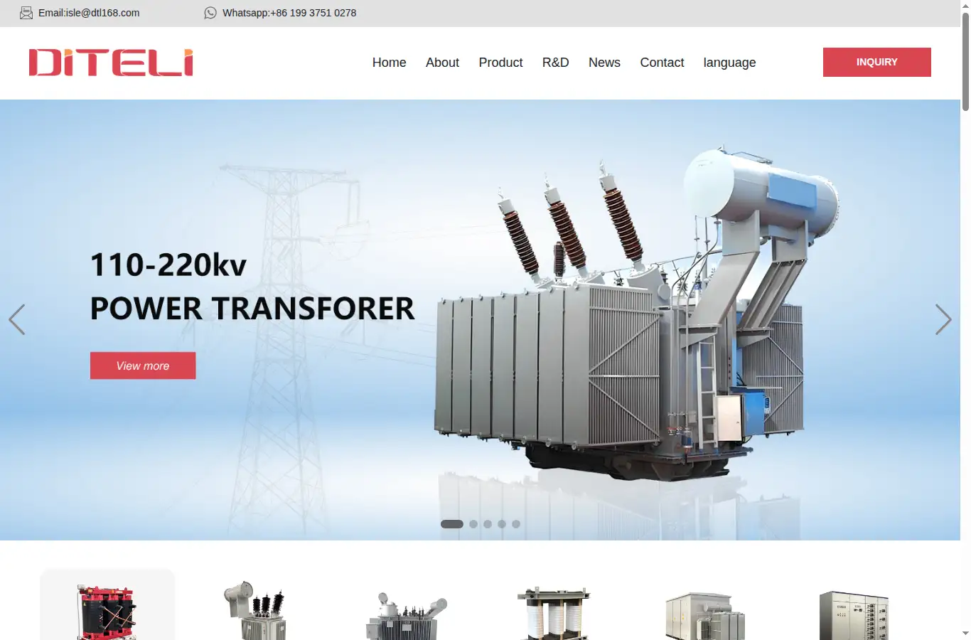 ditelielectric.com homepage screenshot