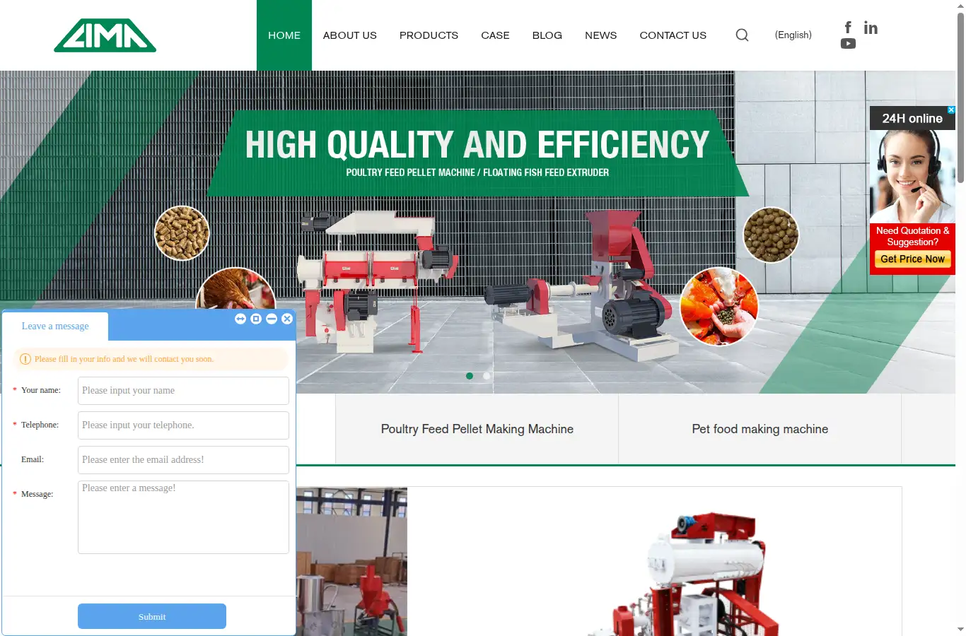 limamachinery.com homepage screenshot