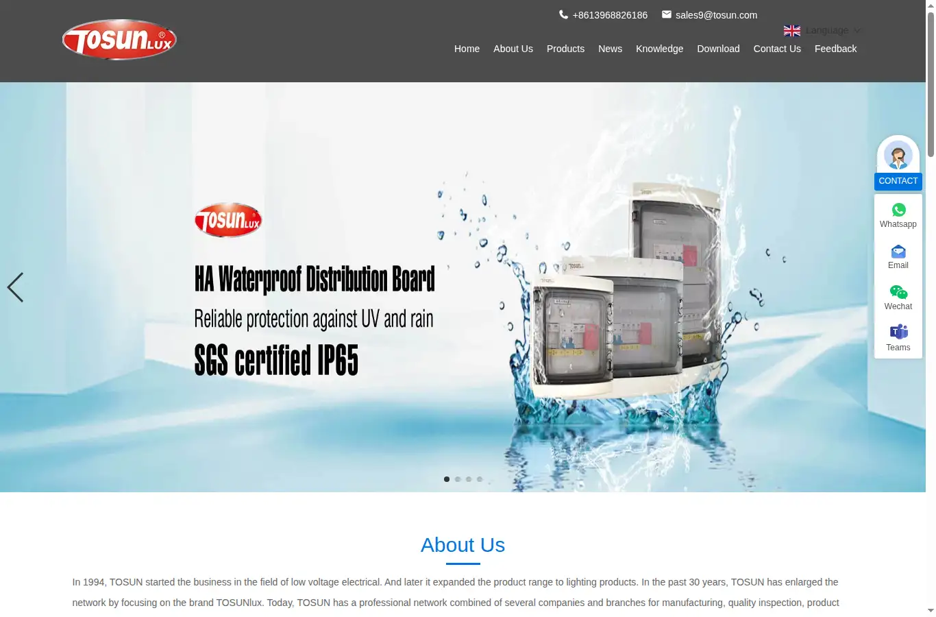 tosunlux.com homepage screenshot