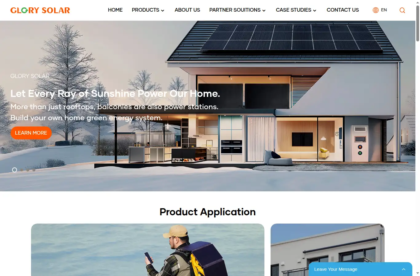 glorysolar.com homepage screenshot