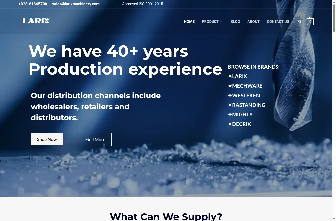 larixmachinery.com homepage screenshot