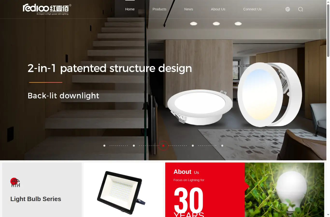 red100-lighting.com homepage screenshot