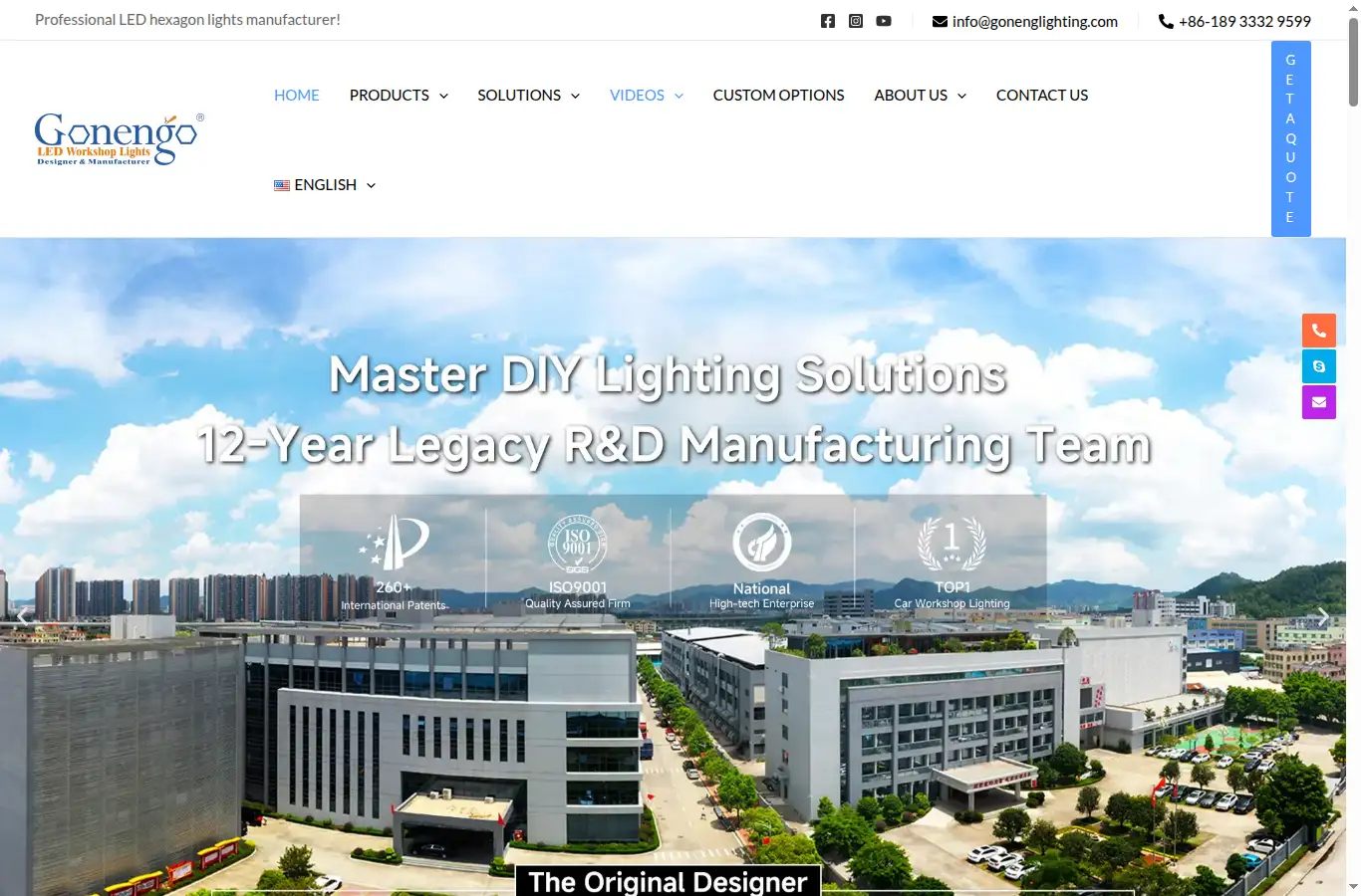 gonenglighting.com homepage screenshot