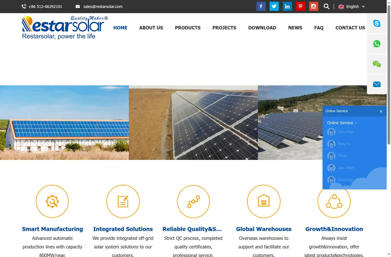 restarsolar.com homepage screenshot