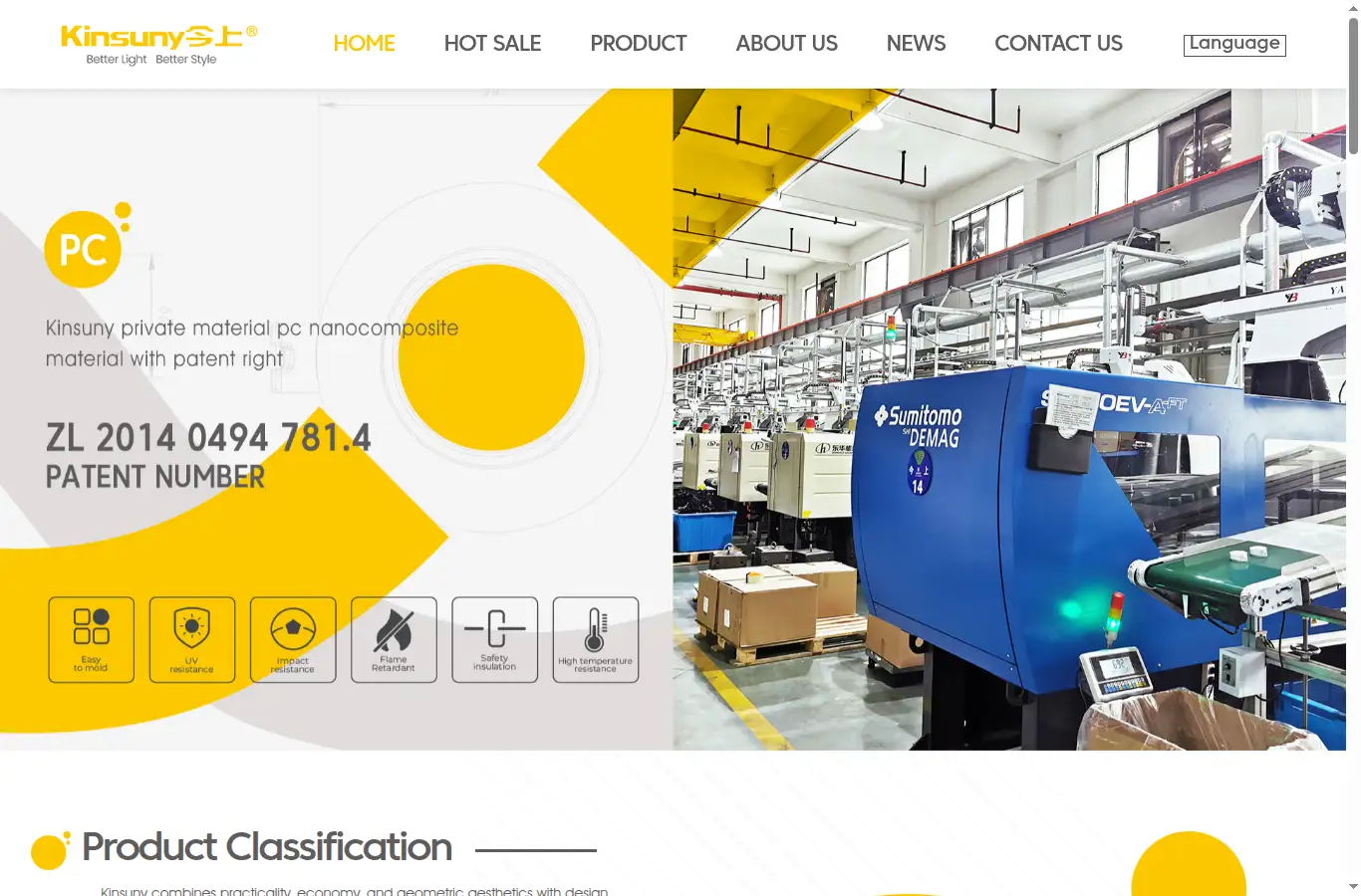 kinsunyled.com homepage screenshot
