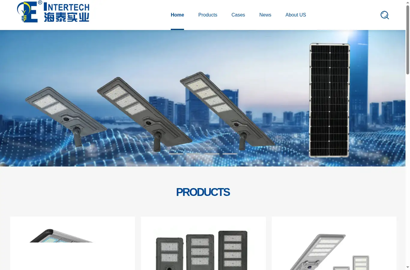 intertechlighting.com homepage screenshot