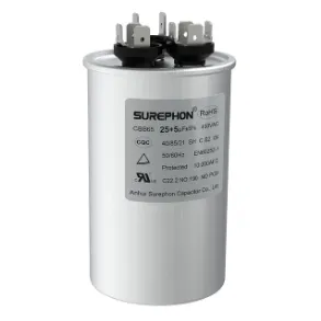 Surephon Capacitor CBB65 Motor Run Capacitor Dual capacity 25+5uf 450VAC 50/60Hz