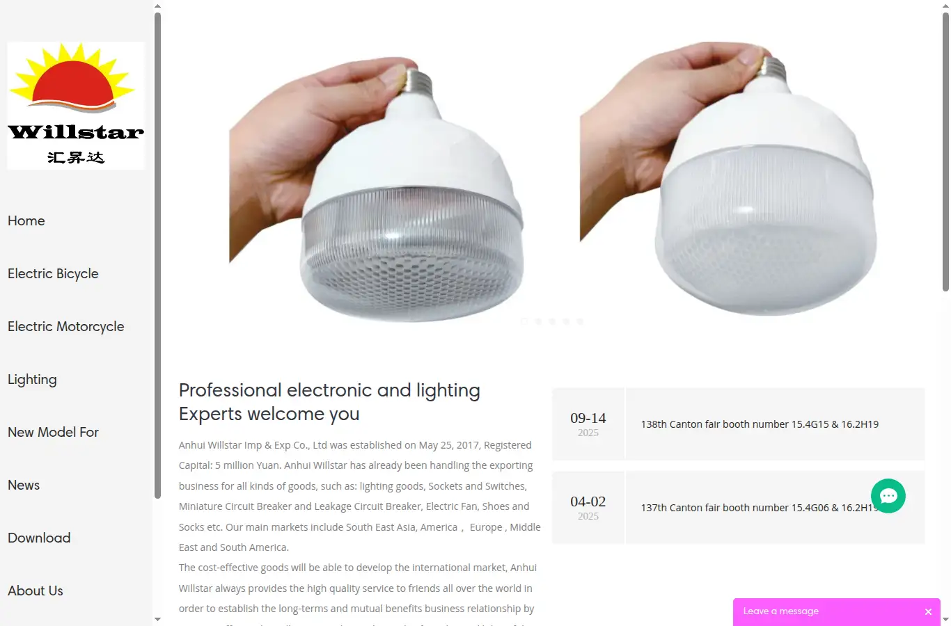 willstar-lighting.com homepage screenshot