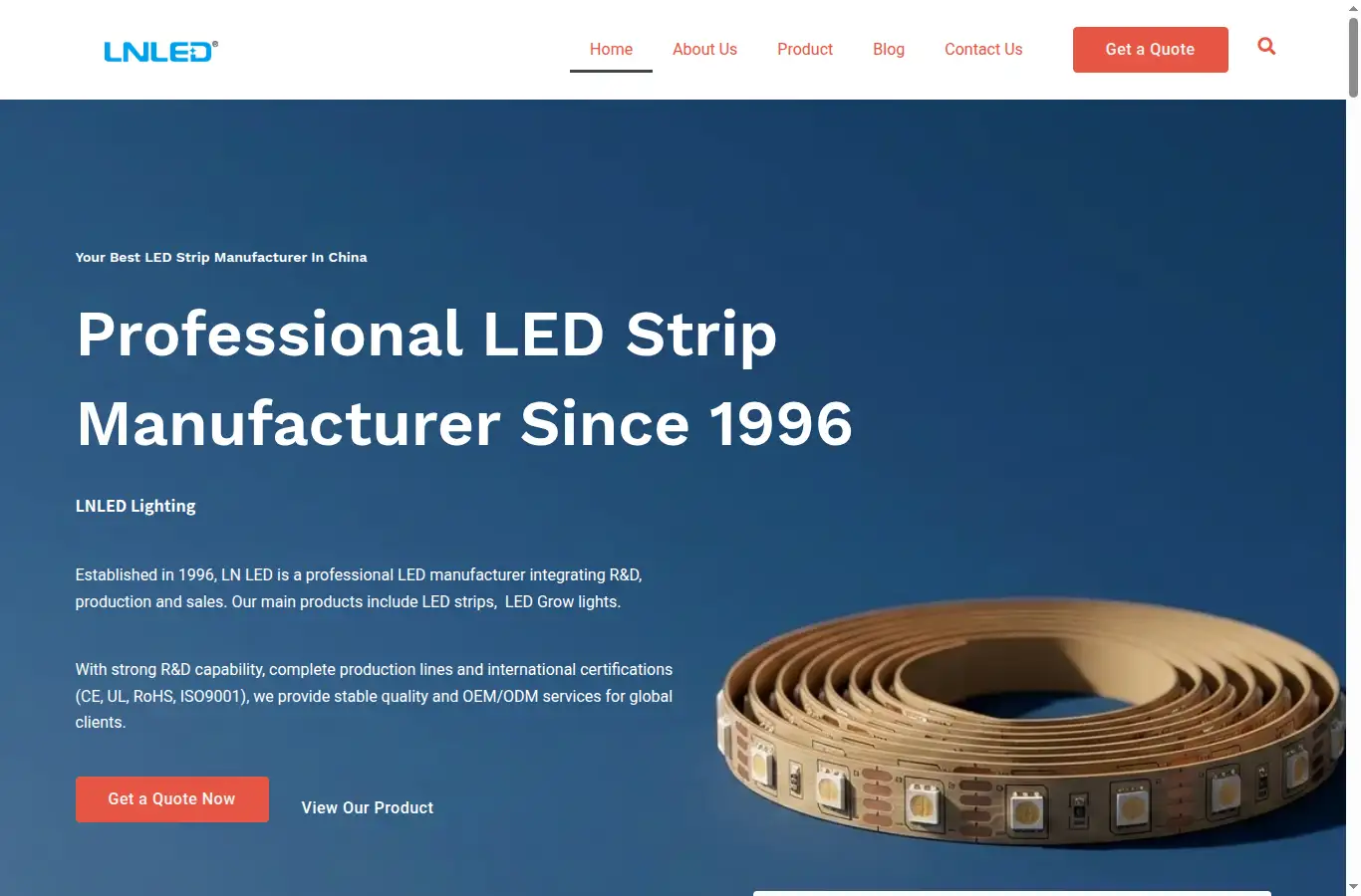 lnled.com homepage screenshot