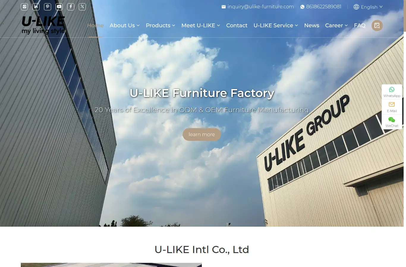 ulike-furniture.com homepage screenshot