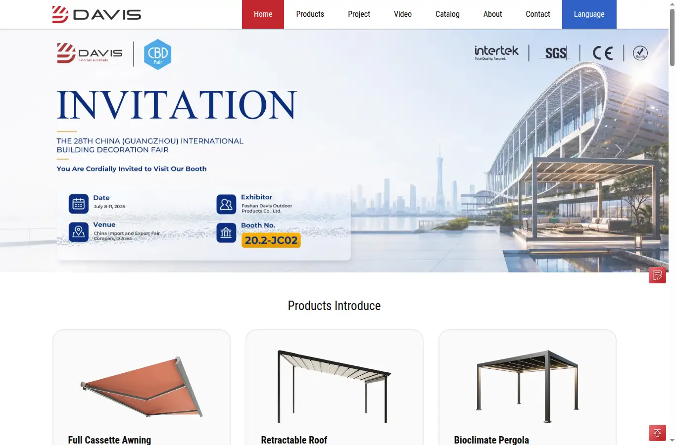 davisawning.com homepage screenshot