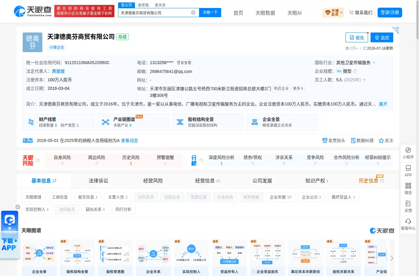 tianyancha.com/company/2357313557 homepage screenshot
