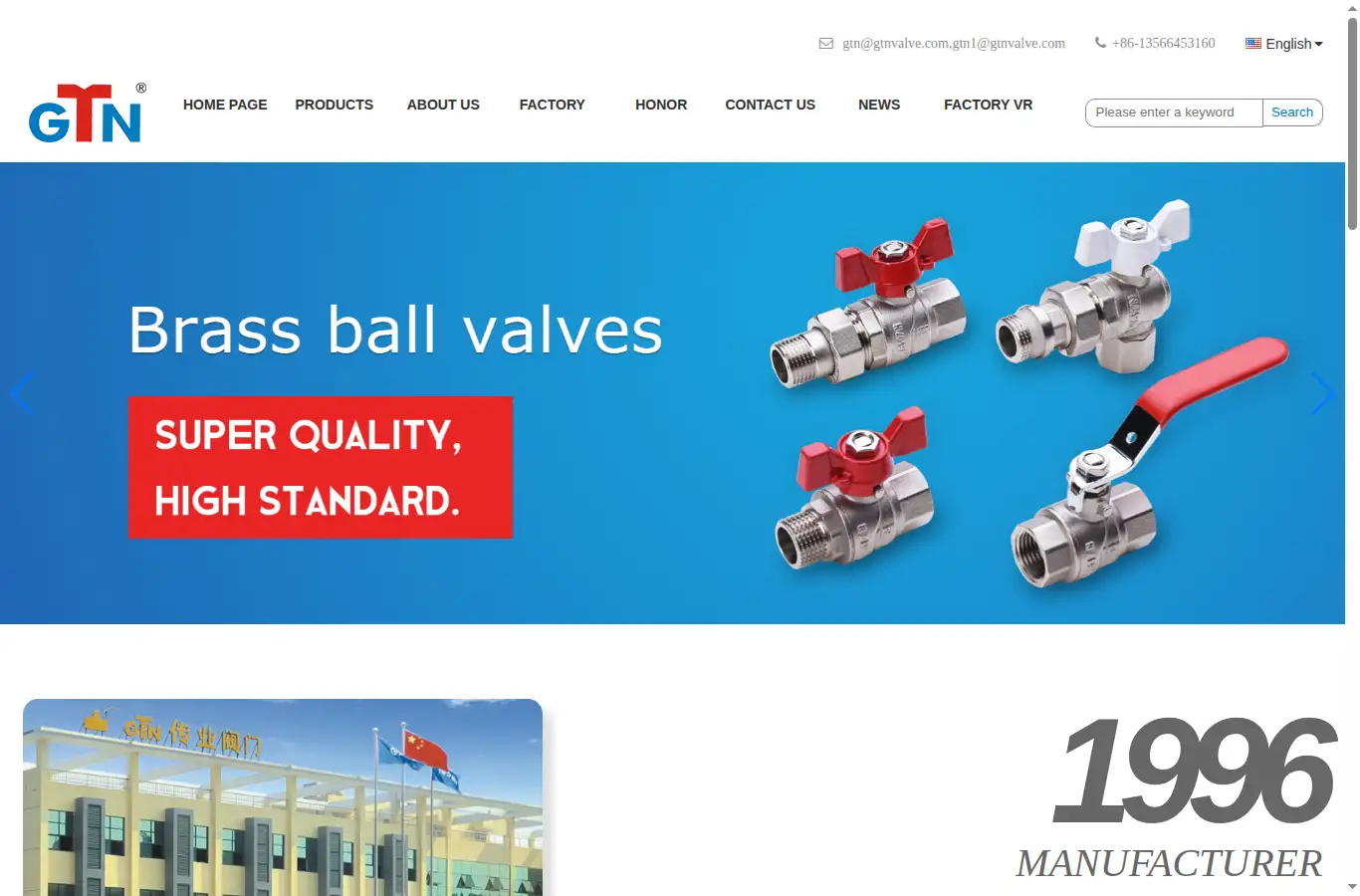 gtnvalve.com homepage screenshot