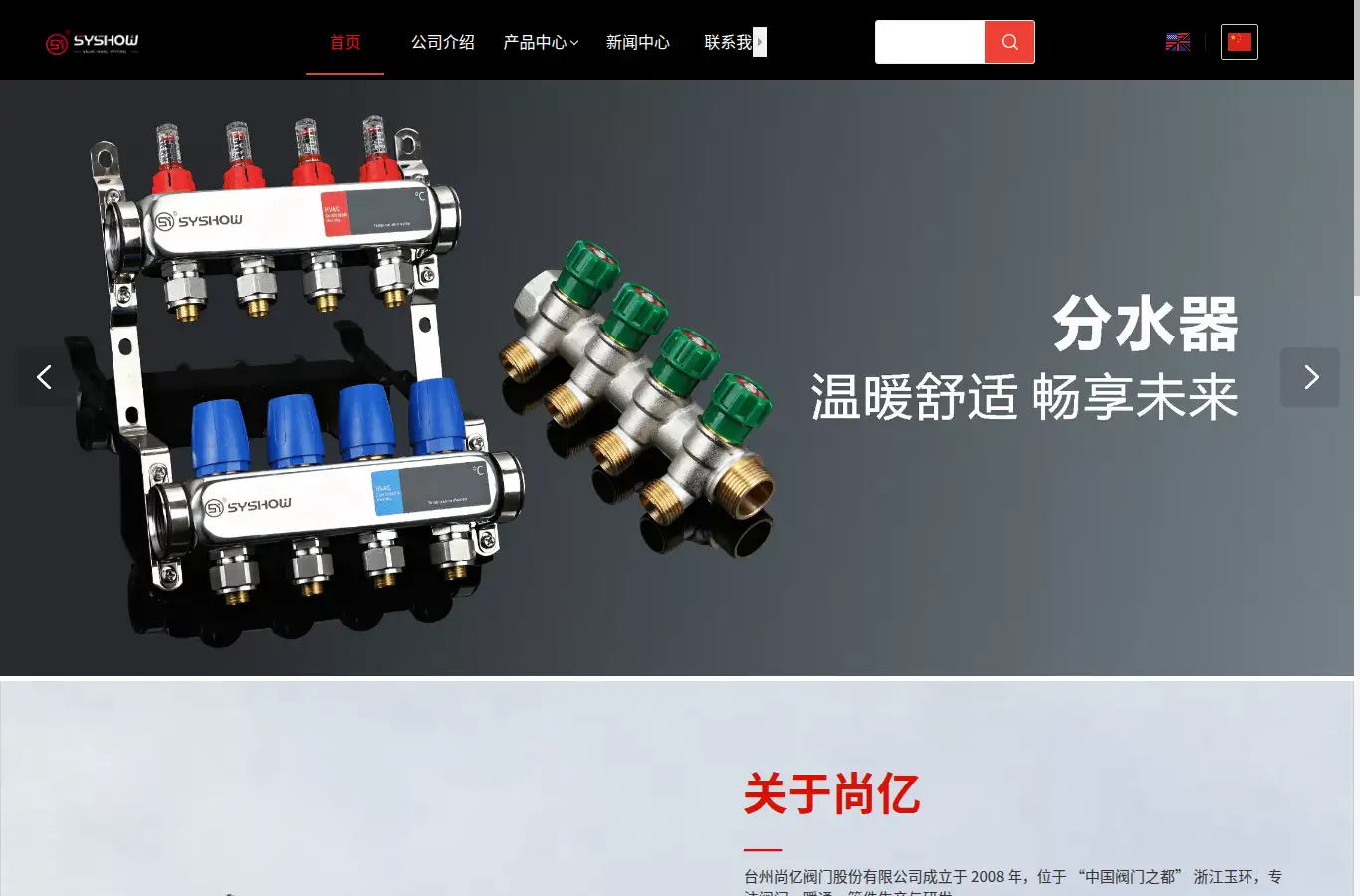 tzsyvalve.com homepage screenshot