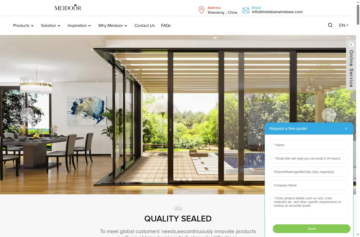 meidoorwindows.com homepage screenshot
