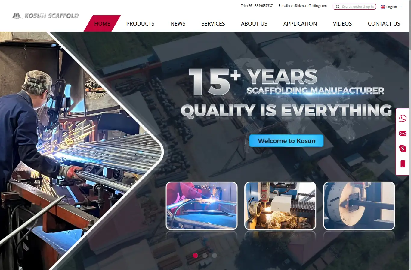 kosunscaffold.com homepage screenshot