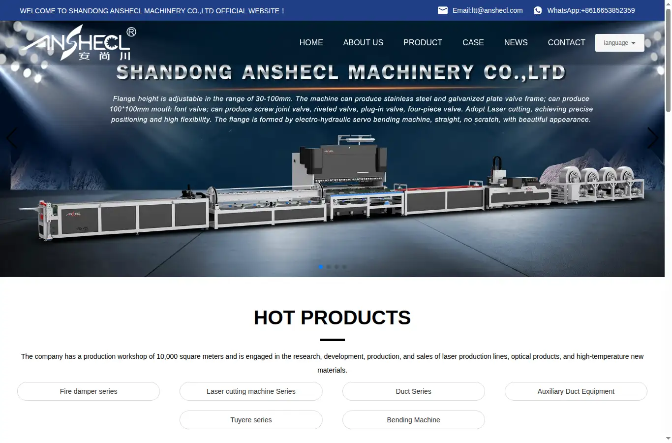 anshecl-laser.com homepage screenshot