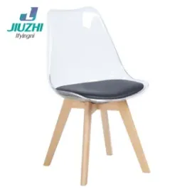Tulip Transparent Plastic Dining Chair Wooden Leg