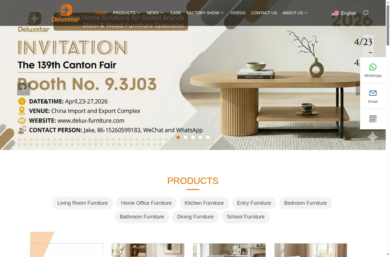 delux-furniture.com homepage screenshot