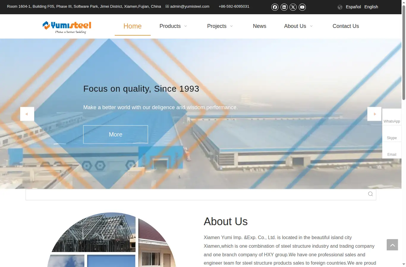 yumisteel.com homepage screenshot